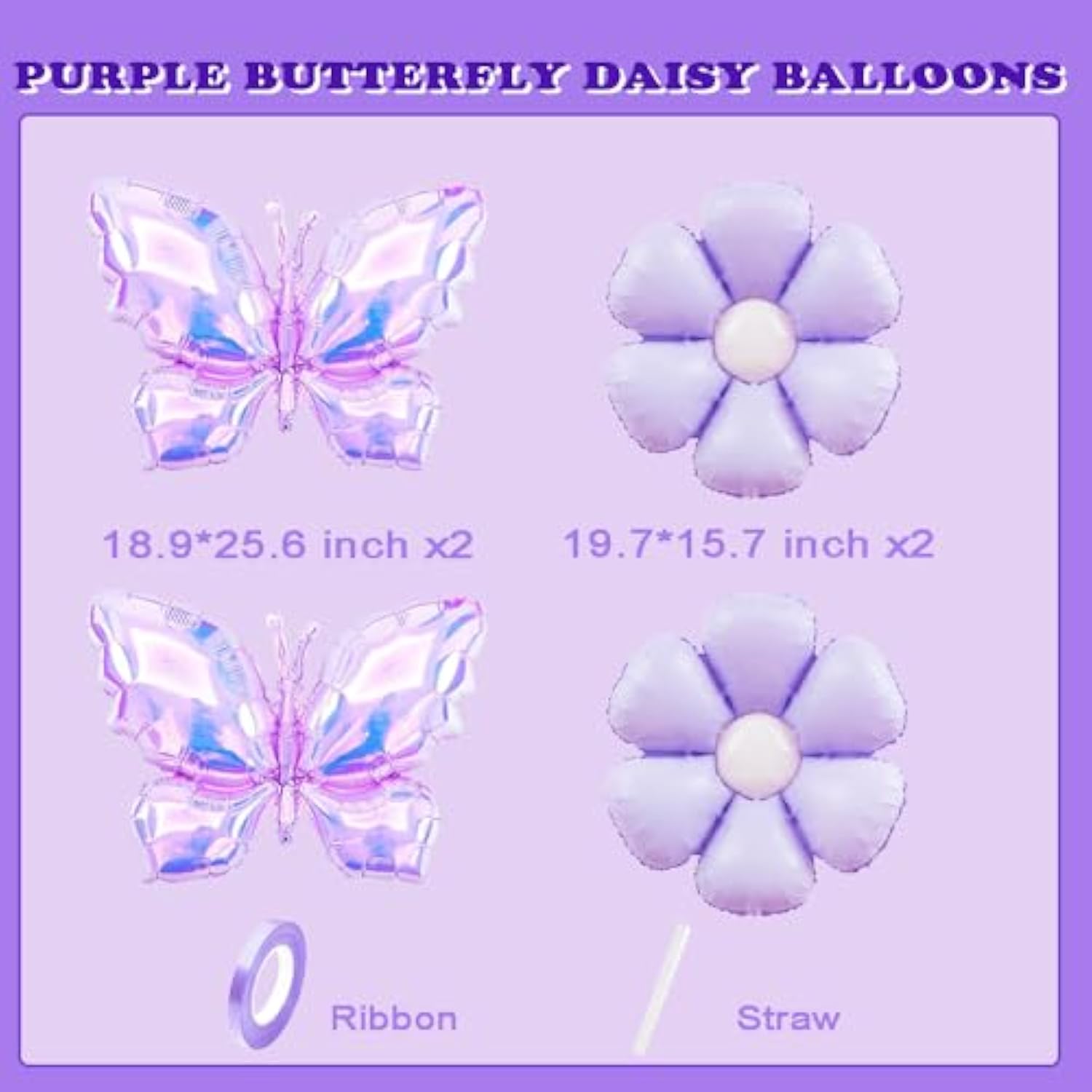 Giant Purple Butterfly Balloon Set for Spring Forest Birthday and Baby Shower Decor