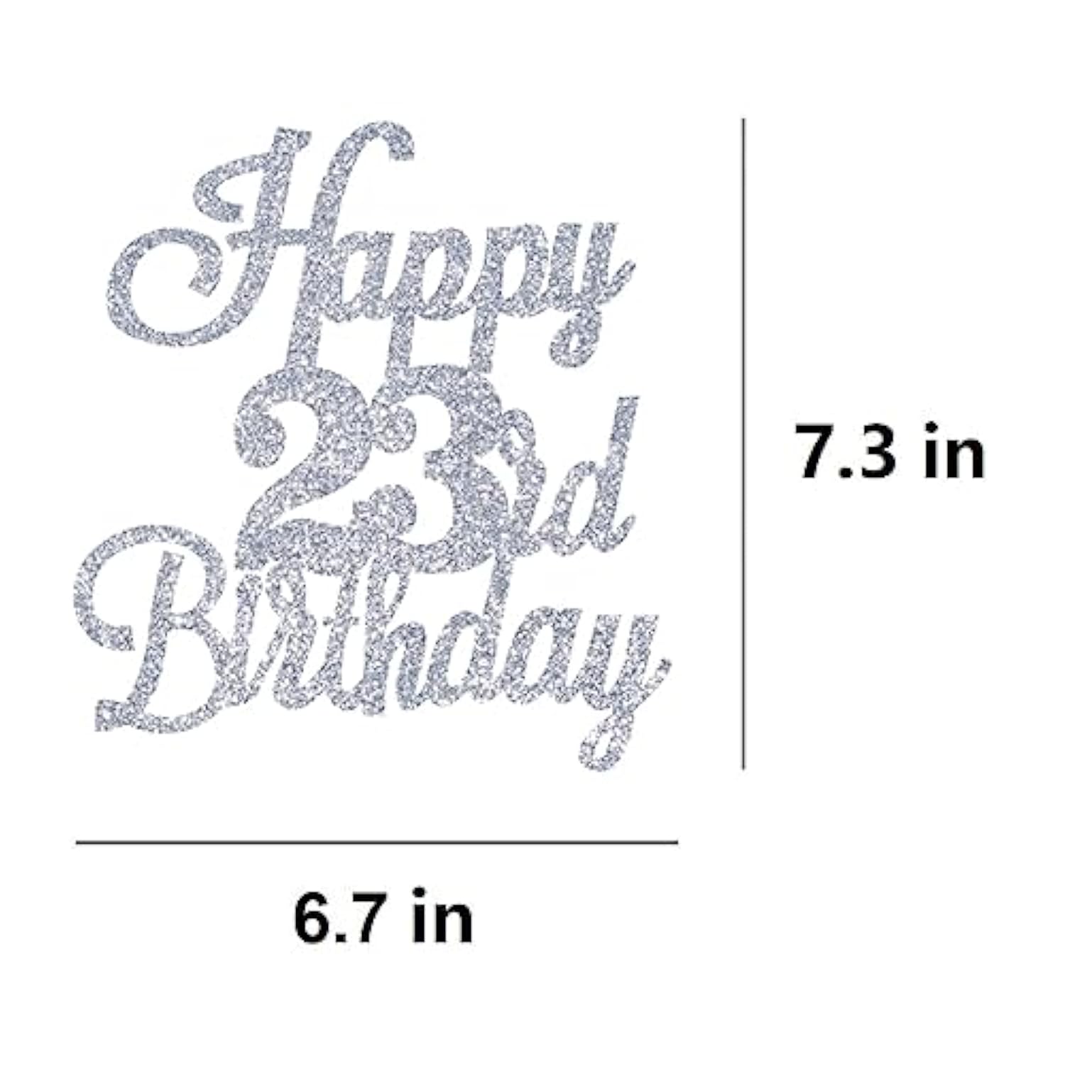 Happy 23Rd Birthday Cake Toppers Silver Glitter, Cheers To 23 Years Old Bday Decoration 23Rd Anniversary Cake Topper, Twenty-Three Theme Cake Decorations For Birthday Anniversary Party