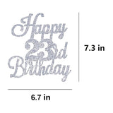 Happy 23Rd Birthday Cake Toppers Silver Glitter, Cheers To 23 Years Old Bday Decoration 23Rd Anniversary Cake Topper, Twenty-Three Theme Cake Decorations For Birthday Anniversary Party