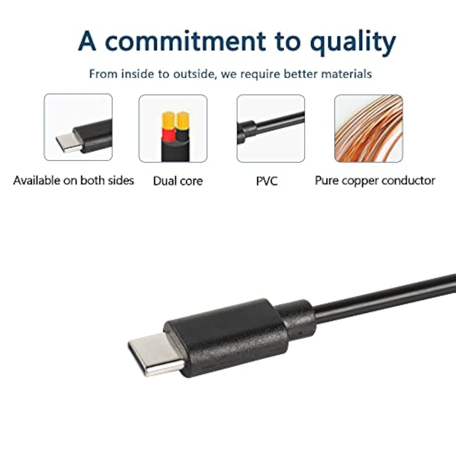 Usb Type-C Pigtail Cable Extension Power Cable 22Awg 5V 3A Usb-C Plug To 2 Pin Bare Wire Open End Connector For Diy - 1M/3.2Ft 5Pcs (Type C Male)