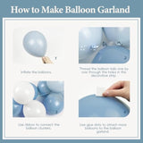 119pcs Dusty Blue Balloon Arch Kit Pastel Blue White Balloons for Party Decor