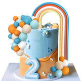 Blue Rainbow Cake Toppers Mini Balls Blue Orange Dog Birthday Party Decor