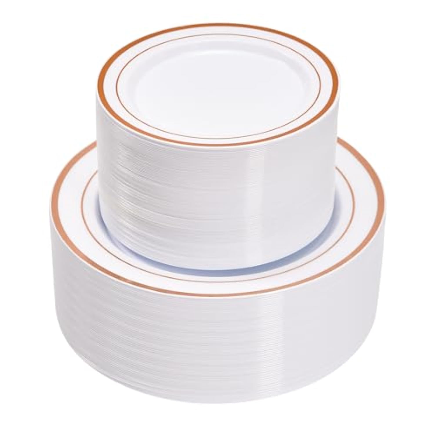 100Pcs Rose Gold Plastic Plates, Disposable Plates With 50Pcs 10" Dinner Plates & 50Pcs 7" Dessert Plates For 50 Guests, Plastic Party Plates For Wedding, Birthday, Rose Gold