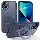 For Iphone 13 Mini Case Magnetic,Iphone 13 Mini Phone Case With Stand, Translucent Matte Back Protective Cover Shockproof Kickstand Phone Case For Iphone 13 Mini 5.4", Blue