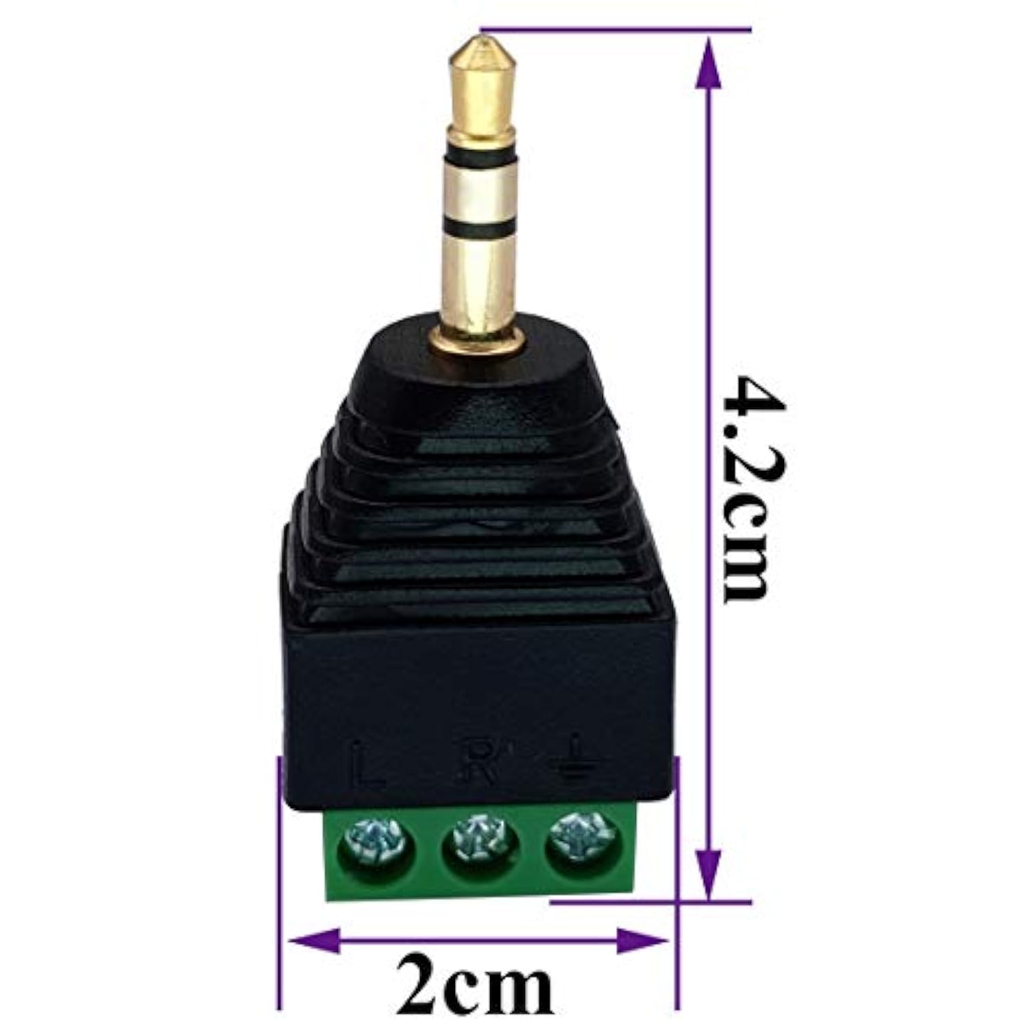 3 Pole 3.5Mm Screw Terminal 3.5Mm (1/8) Stereo Audio Male To 3 Pin Female Screw Terminal Double Track Headphone Balun Solderless Converter Adapter(5 Pack/Male)