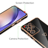 Designed For Samsung Galaxy S21 Ultra 5G Case,Cute Plating Edge Love Hearts Pattern With Camera Lens Protection Phone Cover For Girls Women,Black