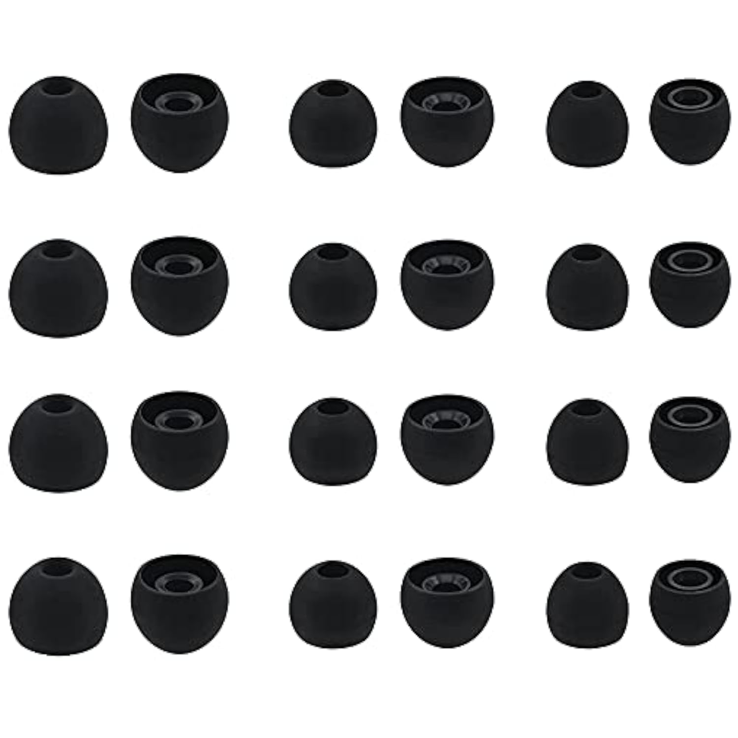 Ear Tips For In-Ear Headphones, S/M/L Sizes 12 Pairs Soft Silicone Earbuds Tips Eartips With 3.8Mm Connector Hole, Fit Most In-Ear Earbuds(Inner Hole 3.8Mm -4.8Mm) 12 Pairs, Black, S/M/L