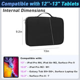Tablet Sleeve Case With Handle,Fleece Lined Shock Absorption Travel Bag, Waterproof Oxford Cloth Leather & Accessory Pocket (13 In)