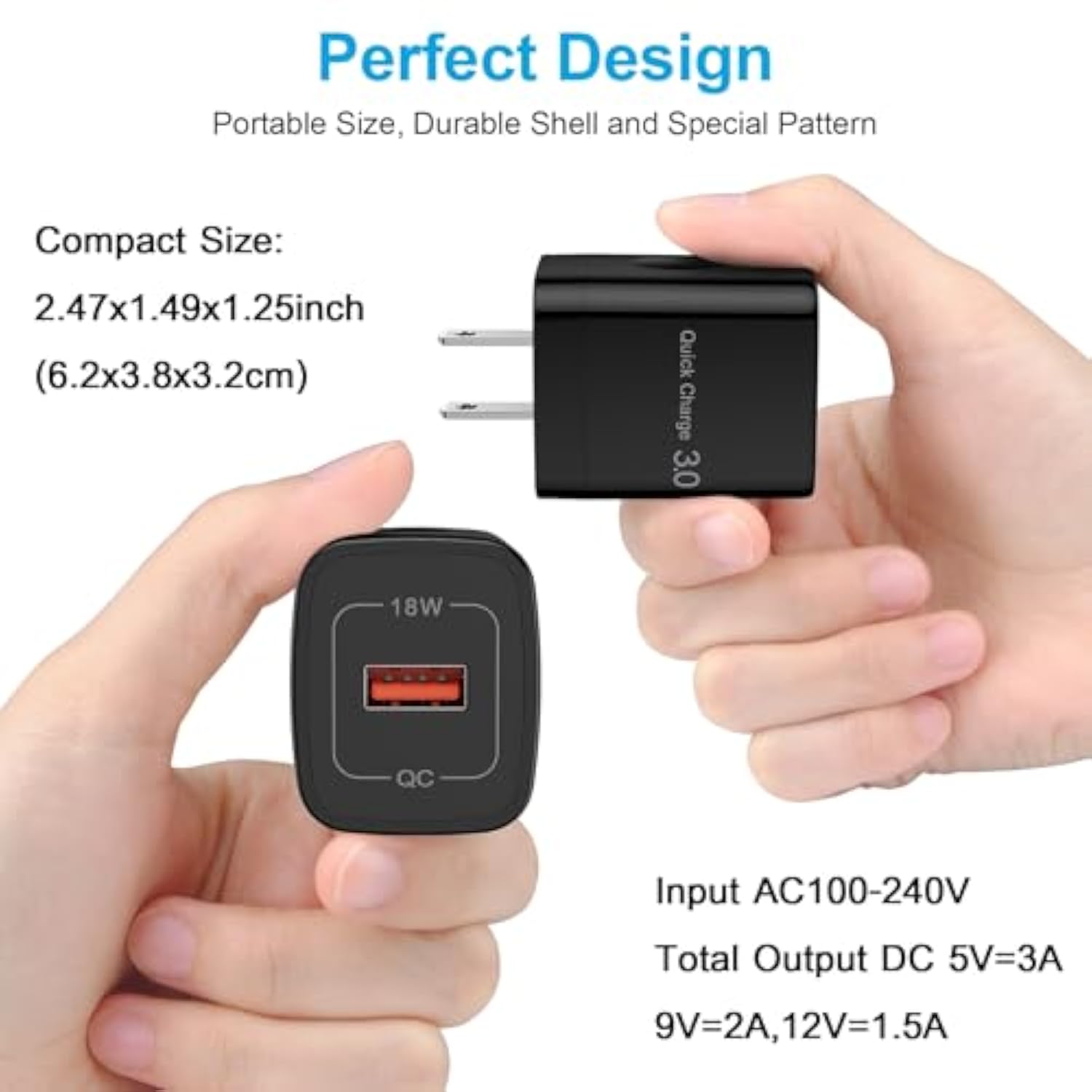 Usb Wall Charger, 18W Quick Charge 3.0 Fast Charging Block Android Wall Charger Box Cube Power Adapter Plug For Iphone 16 15 14,Samsung Galaxy S25 S24 Ultra S23 S22 A16 A15 A55 Note20,Moto G Stylus