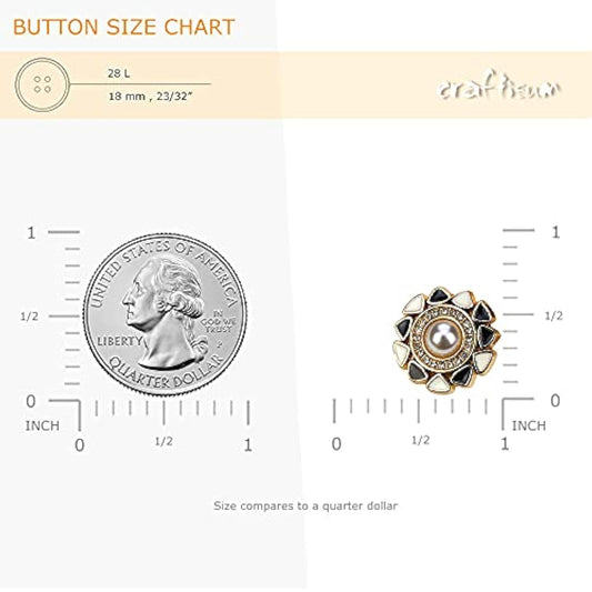 Faux Pearl Center Black White Enamel Edge Sewing Shank Buttons 20 Pcs
