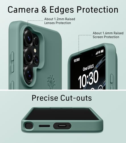 for  Galaxy S26 Ultra Case Compatible with MagSafe, Engraved Floral Liquid Silicone Design Thin Slim Grip Soft Shock Proof Phone Case for