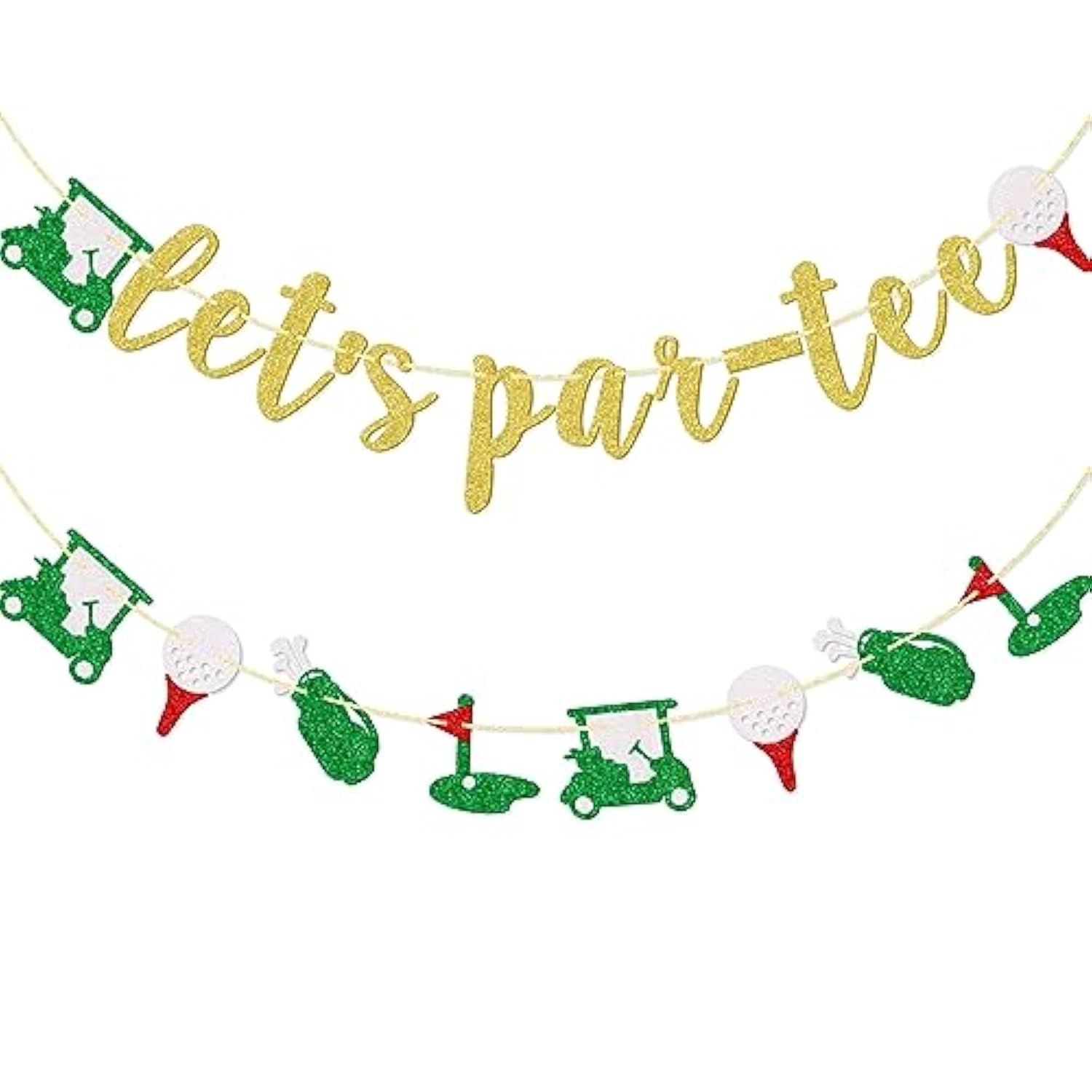 "Let's Par-Tee" Golf Banner: Glitter Decor for Birthday & Retirement Parties