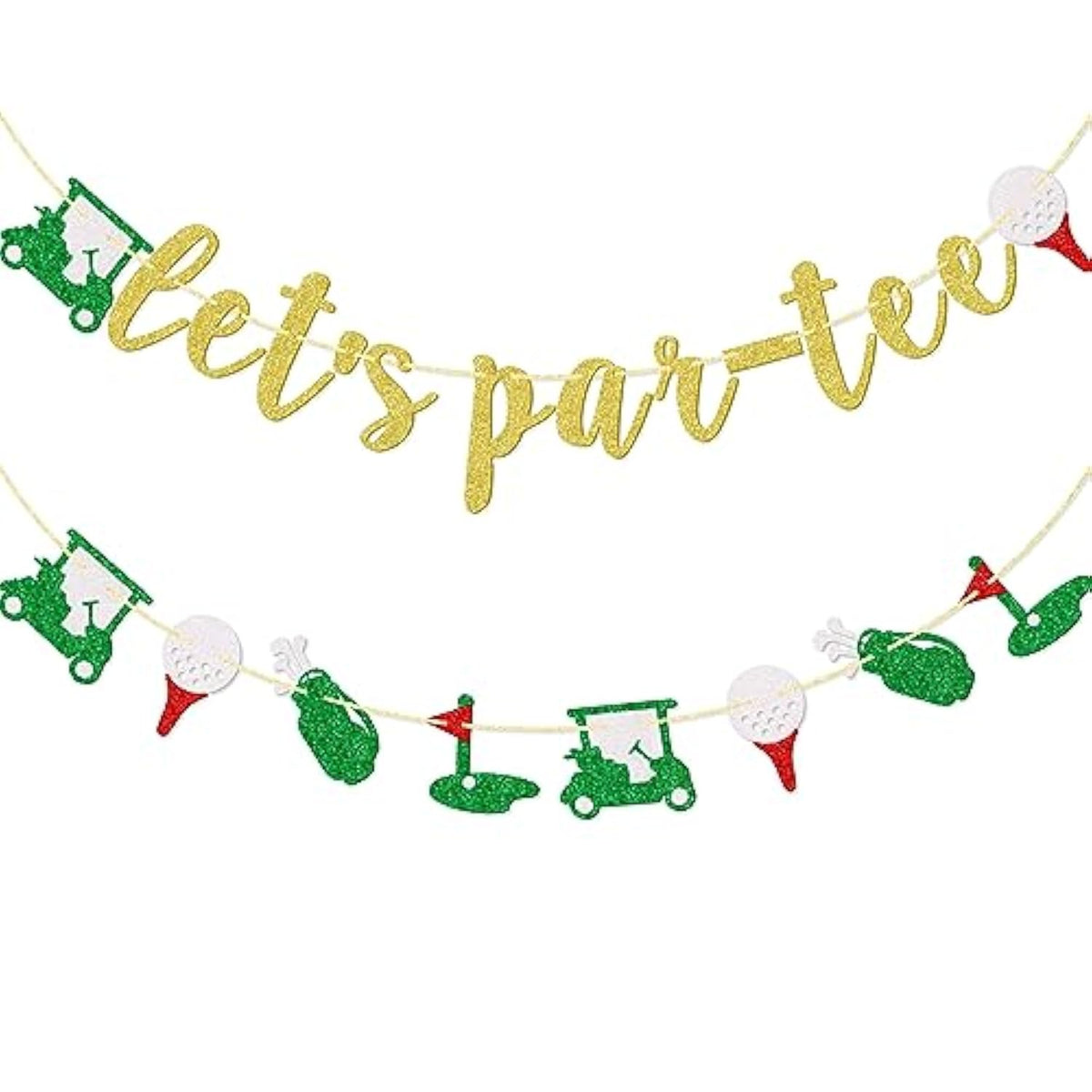 "Let's Par-Tee" Golf Banner: Glitter Decor for Birthday & Retirement Parties