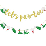 "Let's Par-Tee" Golf Banner: Glitter Decor for Birthday & Retirement Parties