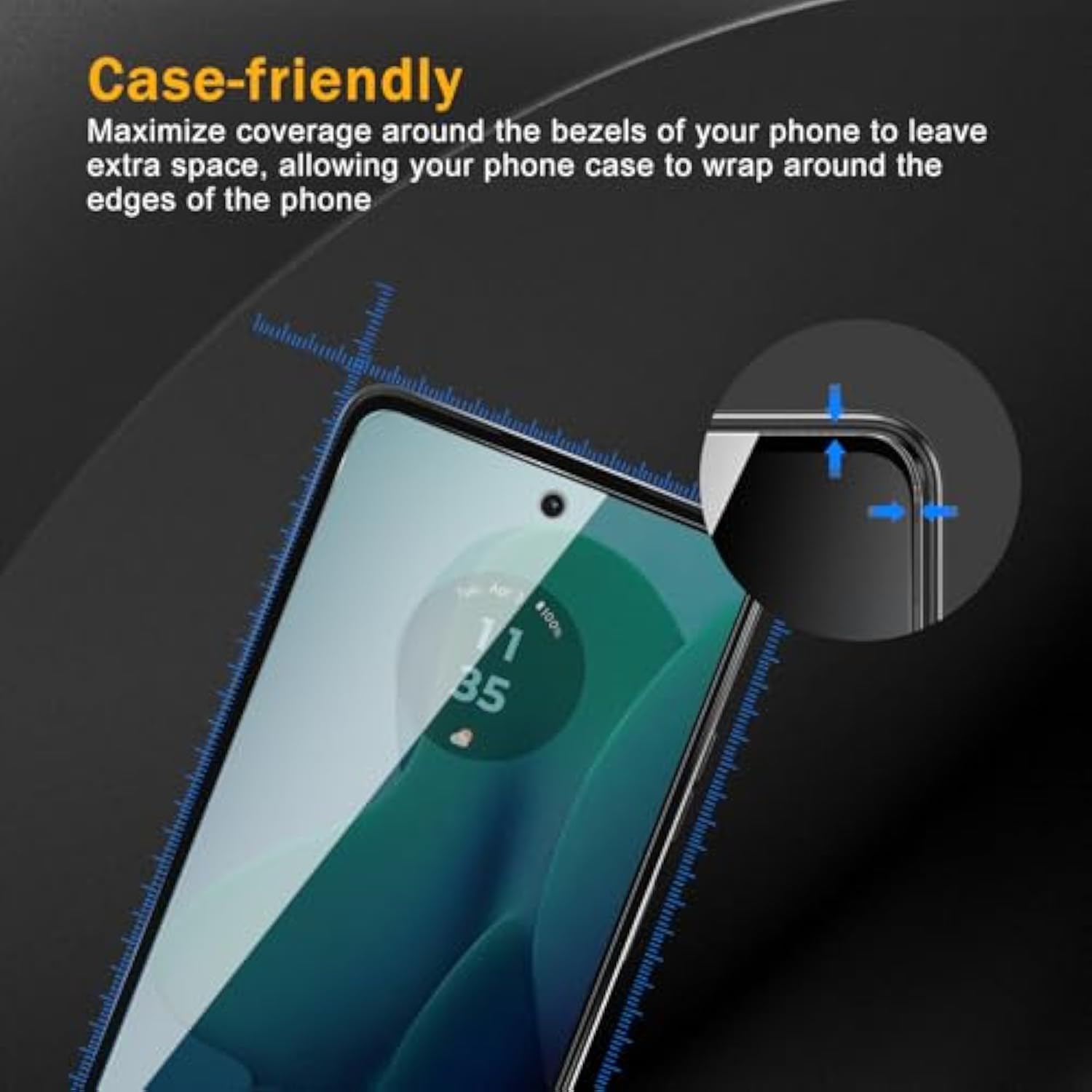 3 Pack Privacy Screen Protector For Motorola Moto G 5G 2024 / Moto G Play 5G 2024, Anti Spy Tempered Glass 9H Hardness, Black Protector Anti Spy, Bubble Free, Anti-Scratch