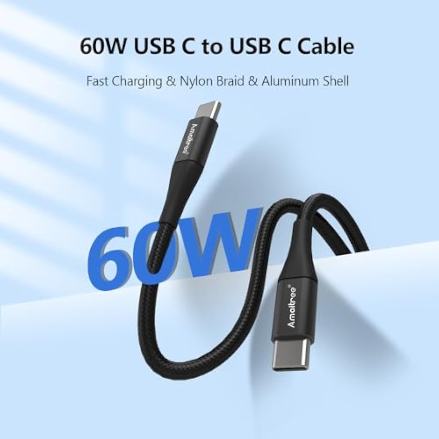 Usb C To Usb C Cable, 4Ft[2Pack] 60W Nylon Braided Fast Charging Usb C Cable,