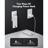 Portable Charger 10000Mah, Slim Portable Charger With Wall Plug, 22.5W Usb Port Fast Charging Power Bank With Cables, 4 Outputs 2 Inputs Travel Essentials Battery For Smartphones-White (1 Pack)