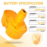 1 Pack 3600Mah Ni-Mh 18V Dw9096 Replacement Battery Compatible With Dewalt 18V Battery Dc9096 Dc9098 Dc9099 Dw9098 Dw9099(Yellow)