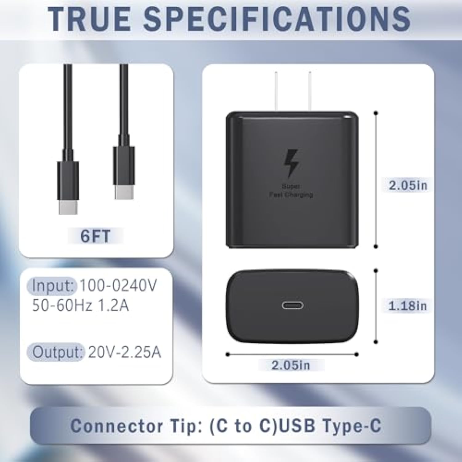 2025 New 45W Super Fast Charger Type C Usb C Android Charger With C To C 6Ft Long Type C Fast Charging Cable 2Pack For Samsung Galaxy S25/S25+/S25 Ultra/S24/S24+/S24 Ultra/S23/S23+/S23 Ultra/S22/S21