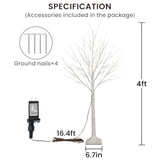 2 Pack 4Ft 100Led Christmas Lighted Birch Tree, Timer Function Prelit Artificial Tree Lamp Plug In With Warm White Lights, 2 Modes Twinkling Twig Trees For Indoor Outdoor Party Christmas Decorations