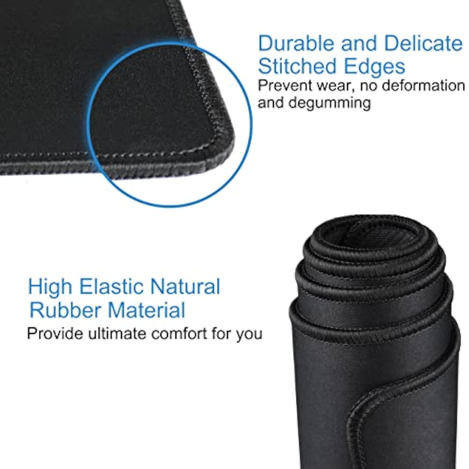 Large Gaming Mouse Pad, 31.5X15.7 In Extended Desk Pad With Stitched Edges, Premium Microfiber Cloth Surface Waterproof Non-Slip Stable Rubber Base Keyboard Mat For Office Home Gaming, Black