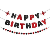 Red And Black Happy Birthday Banner Glitter Garland For Black And Red Decorations Happy Birthday Decorations For Women Men Boys Girls 25St 30St 40St 50Th 60St Party Decor