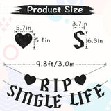 Pre Strung Rip Single Life Banner Black Glitter Gothic Bachelorette Party Decorations