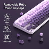 V920 Wireless Keyboard And Mouse Combo, 2.4G Full-Sized Retro Typewriter Keyboard With Round Keycaps & Auto-Sleep Mode, Cute Computer Keyboard And Cordless Optical Mouse For Laptop/Pc (Purple)