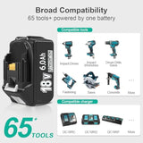 Replacement For Makita 18V Battery 6.0Ah 4/Pk Compatible With Makita Bl1815 Bl1830 Bl1835 Bl1840 Bl1850 Bl1860 18Volt Battery