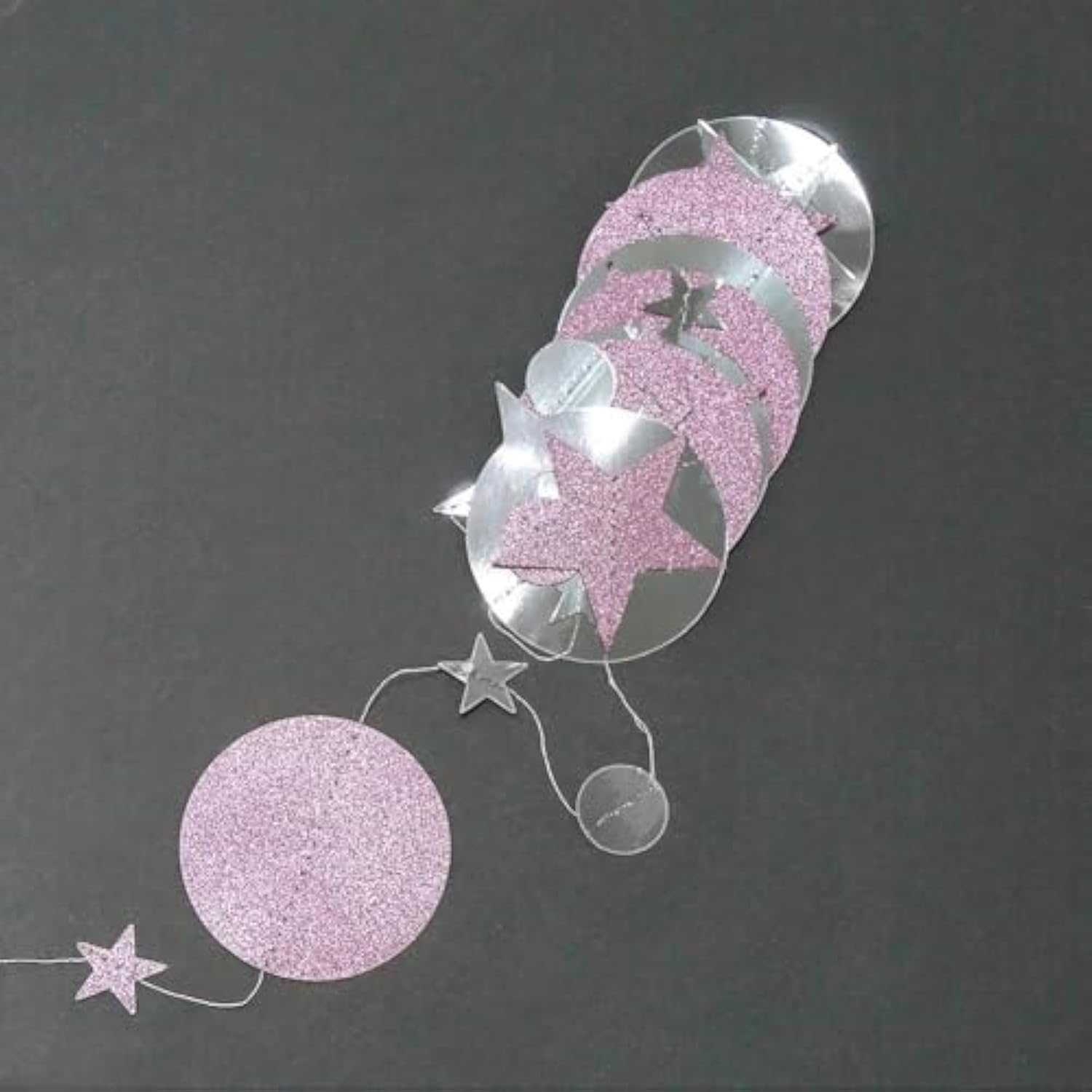 Silver Pink Star Garland Decorations Twinkle Little Star Birthday Baby Shower Graduation Party Decor Banner Moon Stars Starry Night Galaxy Planet Celestial Theme Backdrop