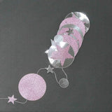 Silver Pink Star Garland Decorations Twinkle Little Star Birthday Baby Shower Graduation Party Decor Banner Moon Stars Starry Night Galaxy Planet Celestial Theme Backdrop