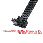 Pci-E 5.0 12Vhpwr 16Pin Right Angle Adapter Female To Male Extension Cable, 16Awg 600W 12Vhpwr 90 Degree Adapter For Graphic Card Gpu 12+4Pin Rtx 3090Ti 4070Ti 4080 4090 (Type A)