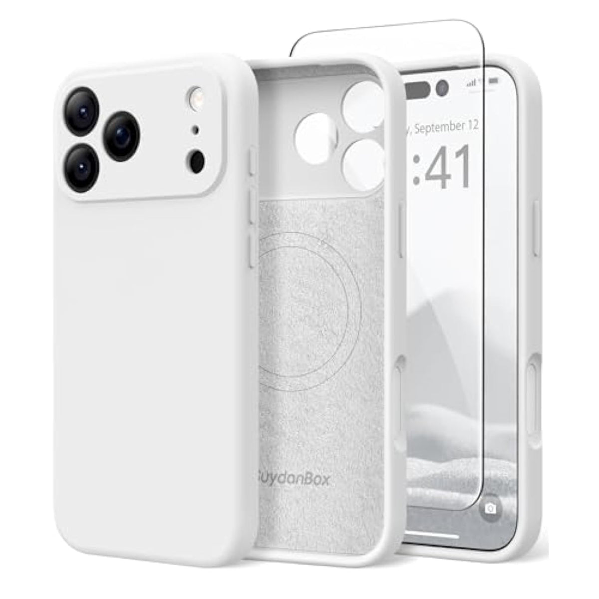 Magnetic For Iphone 17 Pro Case, Compatible With Magsafe, [Full Camera Protection][Screen Protector] Silicone Shockproof Protective Phone Case For Iphone 17 Pro 6.3", White
