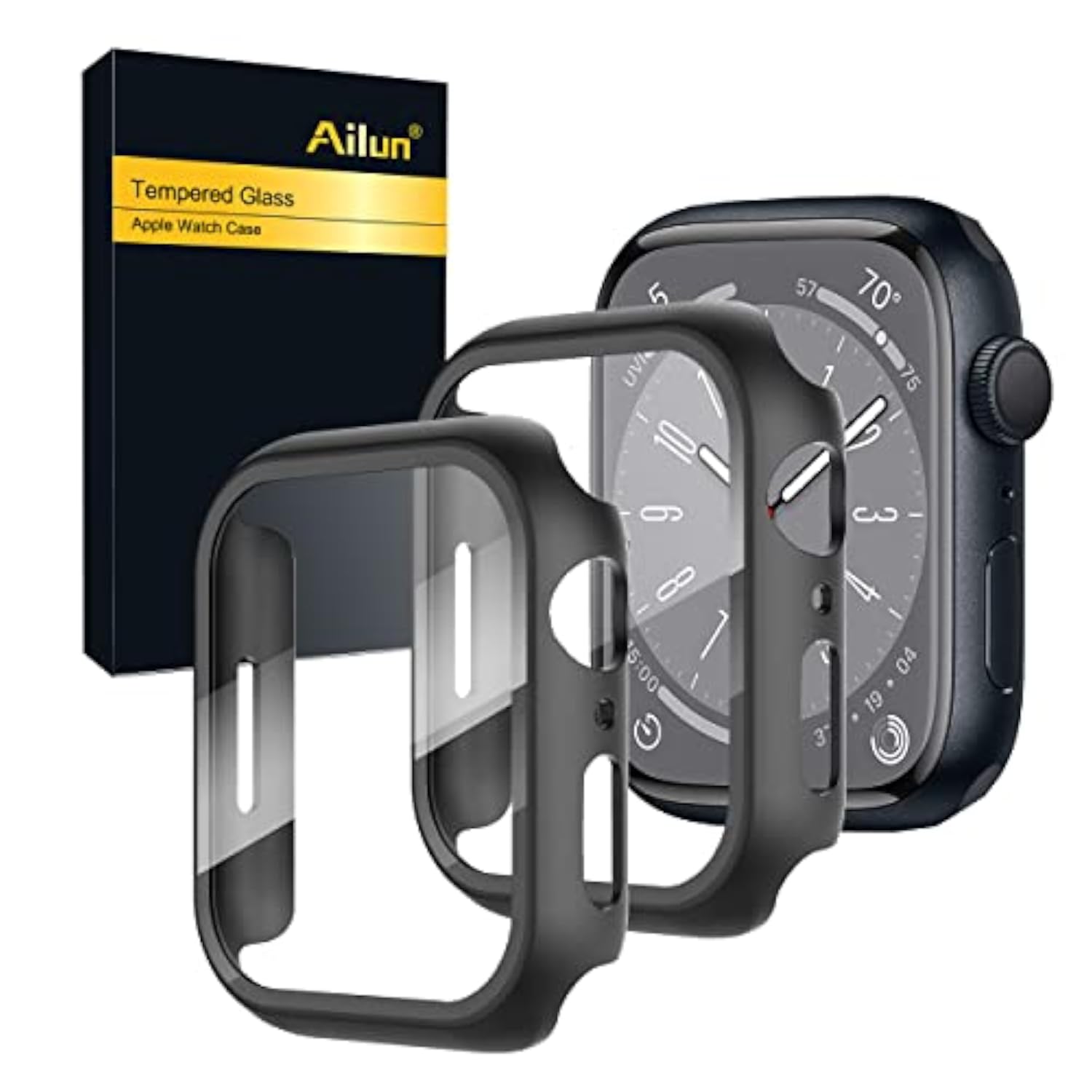 2 Pack Screen Protector Case for Apple Watch Series 7, 8, 9 41mm