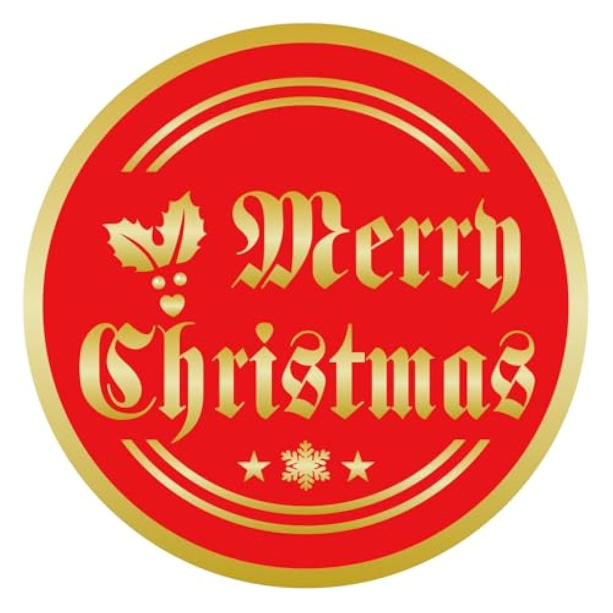 120Pcs Merry Christmas Stickers, 2" Large Christmas Stickers For Cards With Holly Snowflake, Gold Foil Xmas Stickers For Envelopes Boxes Goodie Bag Xmas Decorations