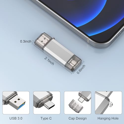 32Gb Usb C Flash Drive, 2 In 1 Usb 3.0 Type C Dual Otg Metal Thumb Drive Jump Drive Memory Stick With Keychain Suitable For Usb-C Smartphones, Macbook, Computers And Tablets (Silver)