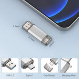 32Gb Usb C Flash Drive, 2 In 1 Usb 3.0 Type C Dual Otg Metal Thumb Drive Jump Drive Memory Stick With Keychain Suitable For Usb-C Smartphones, Macbook, Computers And Tablets (Silver)