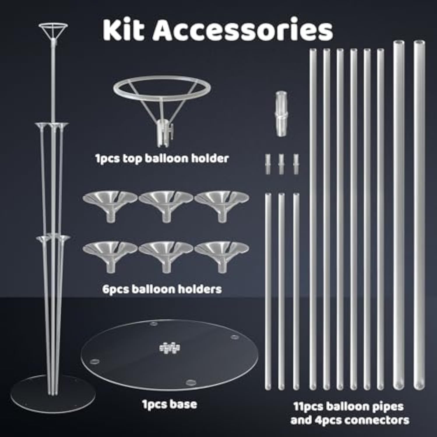 8pcs Balloon Arch Kit with Stands for Birthday Wedding New Year & Halloween