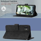 For Iphone 12 Mini Wallet Case, Card Holder Slots, Wrist Strap, Tpu Interior Protective, Stand Pu Leather Folio Flip Cover, 12 Mini Phone Case 5.4 Inch (Black)