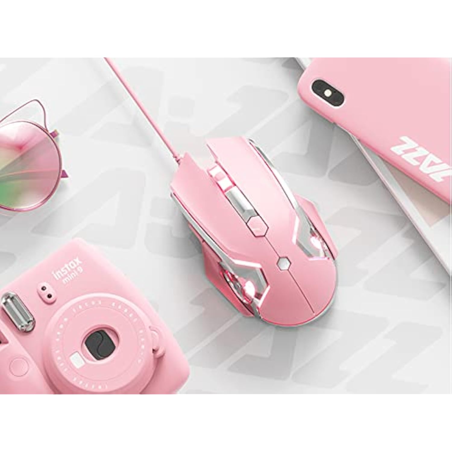 Aj120 Wired Gaming Mouse, Ergonomic Led Backlit Usb Gamer Mice Computer Laptop Pc, For Windows Mac Linux Os, Pink