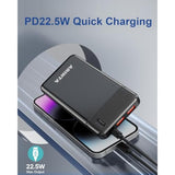 Power Bank Portable Charger 10000Mah Pd 22.5W, Ultra Slim Battery Pack With Usb-C Input/Output, Compatible For Iphone 16 15 14 13 12, Galaxy S24 23 22 21, Tablets., Etc. (Black)