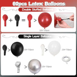 60 Red Black Balloons Double Stuffed 12inch Metallic Silver Party Decor