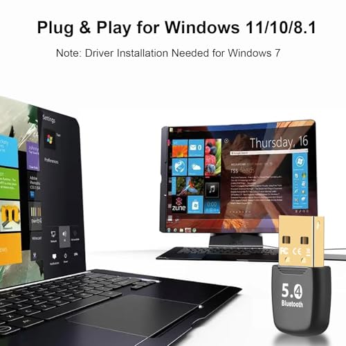 Bluetooth 5.4 Adapter For Pc, Usb Bluetooth Dongle Receiver For Wireless Keyboard, Mouse, Headphones, Speaker, Gamepad - Supports Windows 11/10/8.1/7 For Desktop Computer Laptop