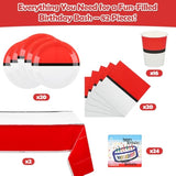 82 Pcs Cartoon Animation Party Tableware Set Including 20 Plates, 20 Napkins, 16 Cups, 24 Candles, 2 Table Clothes, Boy Girl Games Themed Party Tableware For Kids