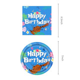 Blue Cartoon Animation Luau Birthday Party Supplies, Include 20 Plates And 20 Napkins, Cartoon Animation Birthday Party Decorations
