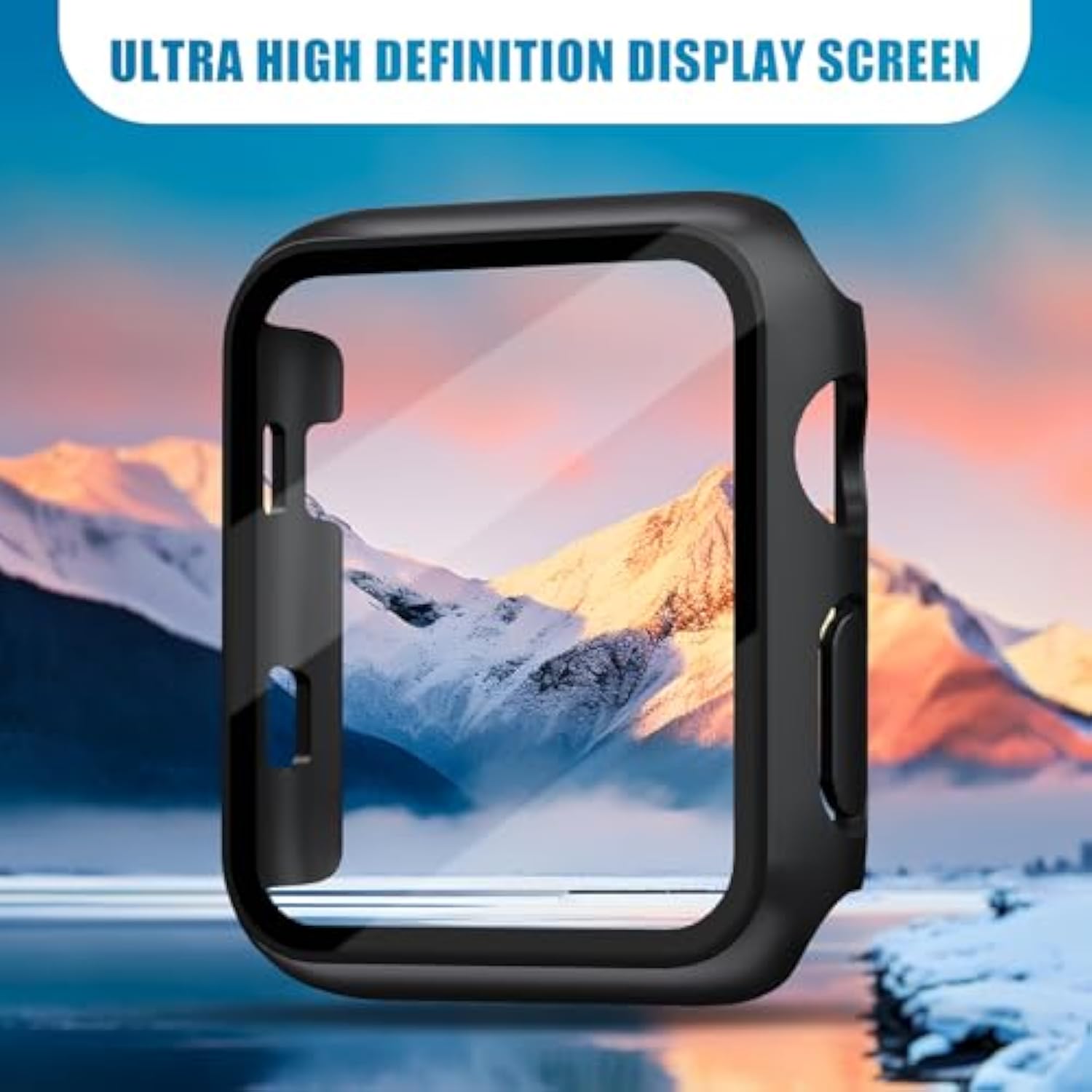 2-Pack Apple Watch Case with Tempered Glass Screen Protector 42mm Black
