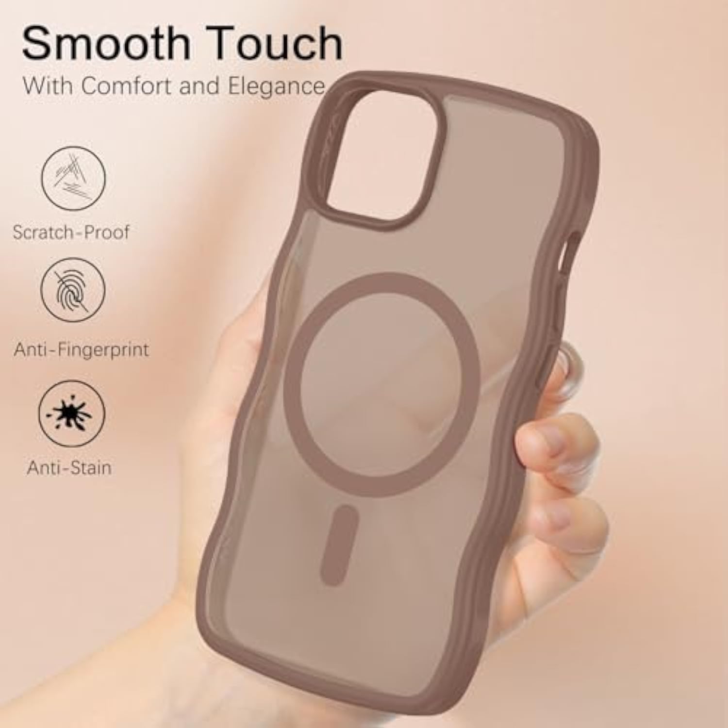 Magnetic For Iphone 13 Mini Case,Curly Wavy Translucent Frosted [Compatible With Magsafe] Slim Anti-Slip Protective Phone Cover Case For Iphone 13 Mini 5.4",Desert Titanium