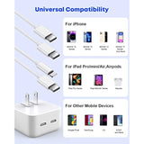 Usb C Charger, 40W Dual Usb C Wall Charger, Iphone Charging Ipad Charge Super Quick Double Usbc Port Apple Phone Block Foldable Plug With Lightning Cable And Usbc To C Cable For Iphone, Ipad, Ipad Pro