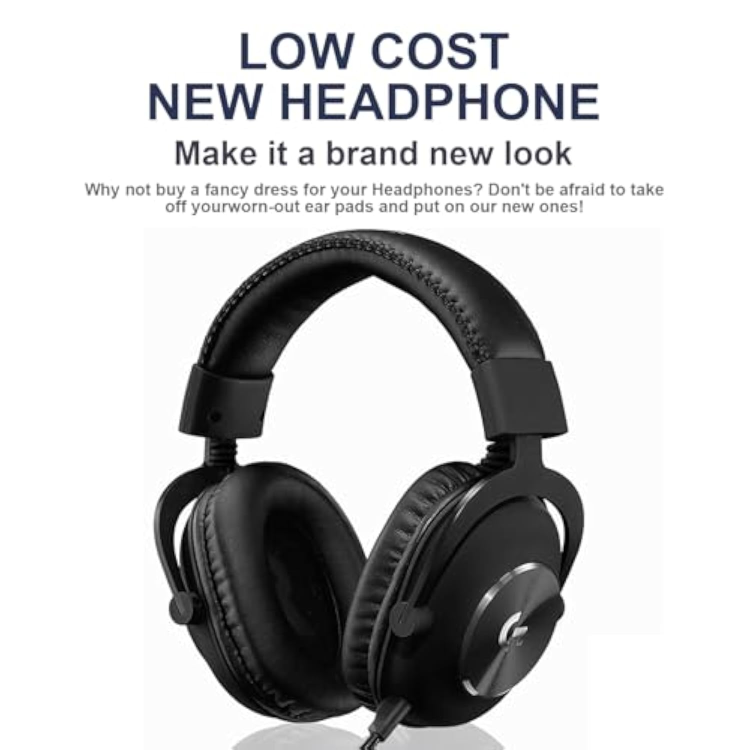 Headphone Earpad Replacement - Compatible With Logitech G Pro/G Pro X - Black - Memory Foam & Leather - 1 Pair