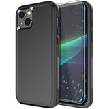 For Iphone 15 Case [Shockproof] [Dropproof] [Tempered Glass Screen Protector ],Heavy Duty Protection Phone Case Cover For Apple Iphone 15 6.1 Inch (Black -3In1)